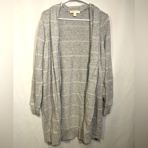 Michael Kors Tinsel Stripe Cardigan Gray Size L - Picture 1 of 10